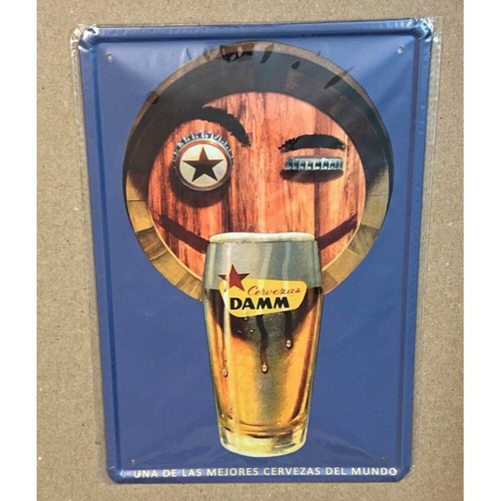 Estrella Damm Beer Sign - Barcelona Metal Tin Wall Decor Pub Bar Man Cave 12x8”